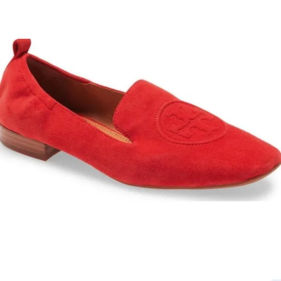 Tory Burch Leigh Red Suede Loafers