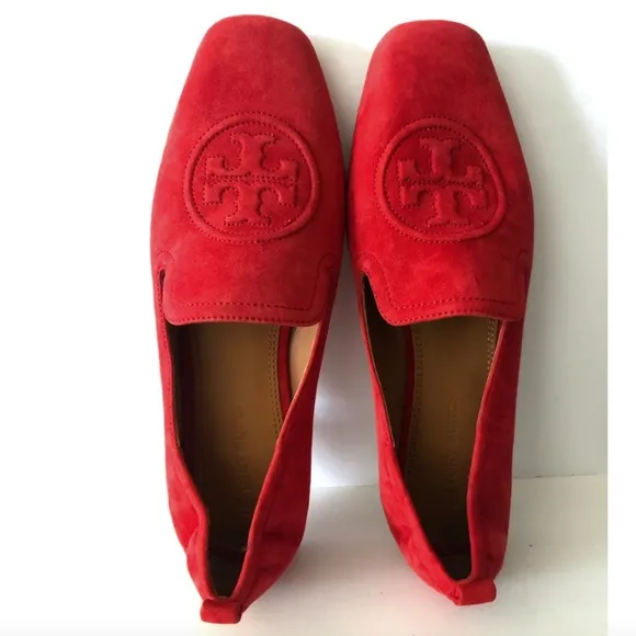 Tory Burch Leigh Red Suede Loafers