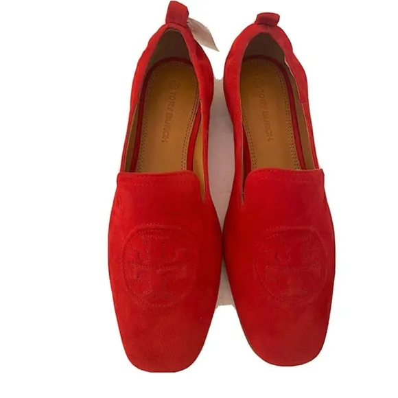 Tory Burch Leigh Red Suede Loafers