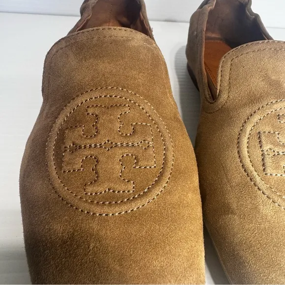 Tory Burch Leigh Tan Suede Loafers Size 10