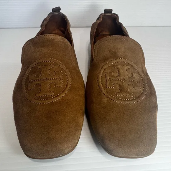 Tory Burch Leigh Tan Suede Loafers Size 10