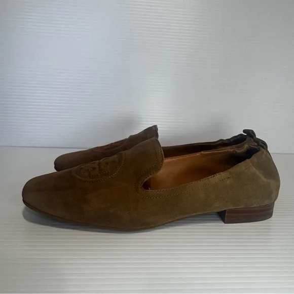 Tory Burch Leigh Tan Suede Loafers Size 10