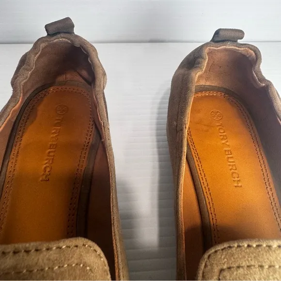 Tory Burch Leigh Tan Suede Loafers Size 10