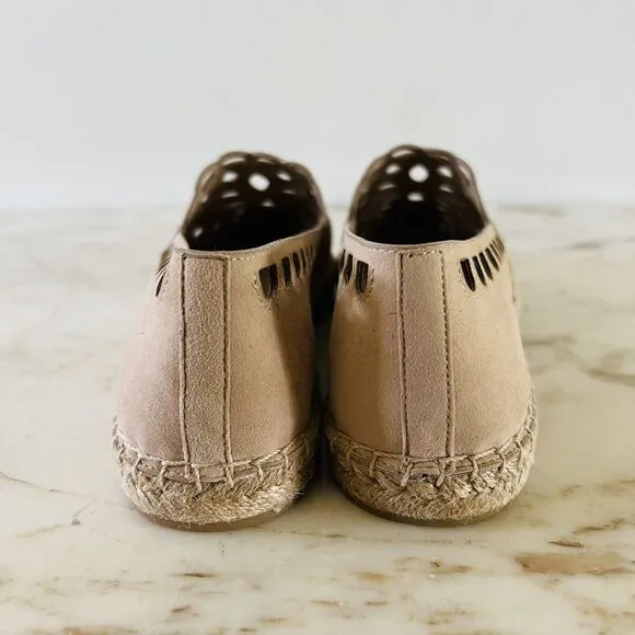 TORY BURCH May Desert Blush Tan Kid Suede Espadrille Flats - US 9.5