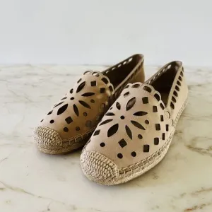 TORY BURCH May Desert Blush Tan Kid Suede Espadrille Flats - US 9.5