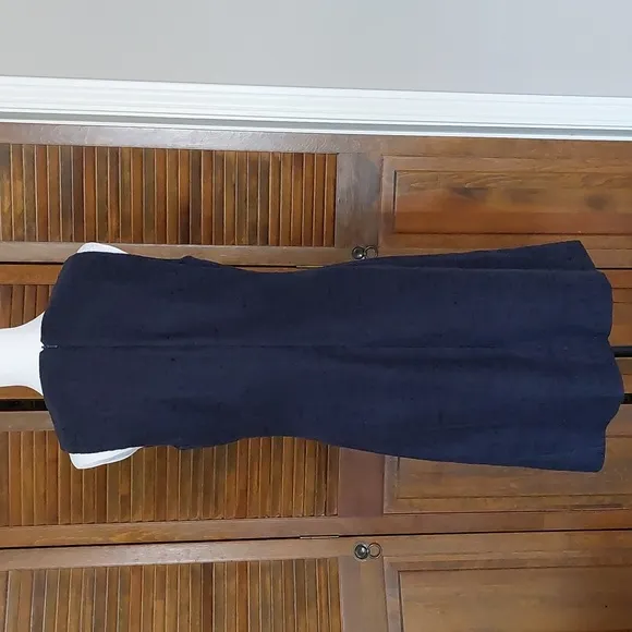 Tory Burch Navy Tweed Sleeveless Midi Dress Sz 10