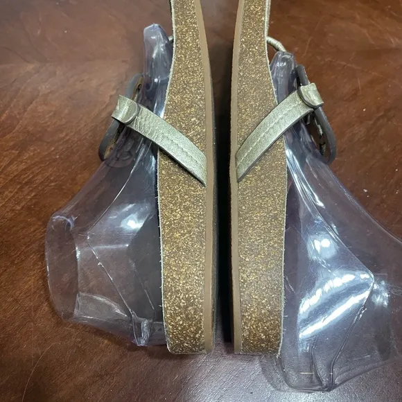 Tory Burch Sandals Gold Miller Cloud Logo Casual Slides