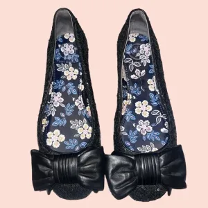Tory Burch Sequin Divine Bow Flats Ballerina Driver  Size 5.5