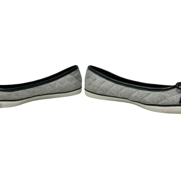 Tory Burch Skyler Patent Leather Cap Toe Quilted Wool Ballet Flats Sneakers 7.5