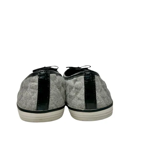 Tory Burch Skyler Patent Leather Cap Toe Quilted Wool Ballet Flats Sneakers 7.5