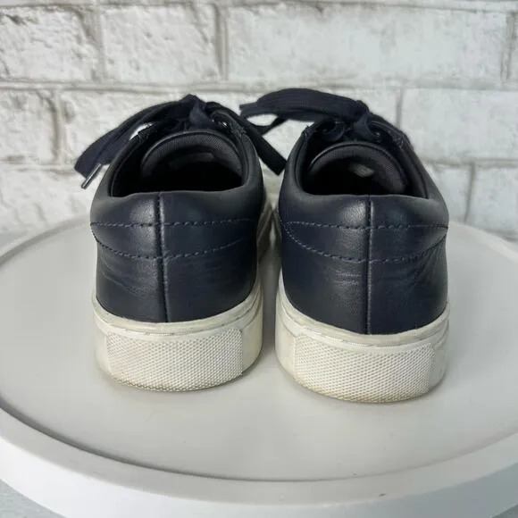 Tory Burch Sneakers Blue Amalia Leather Low Top Lace Up Navy Snow White 6.5