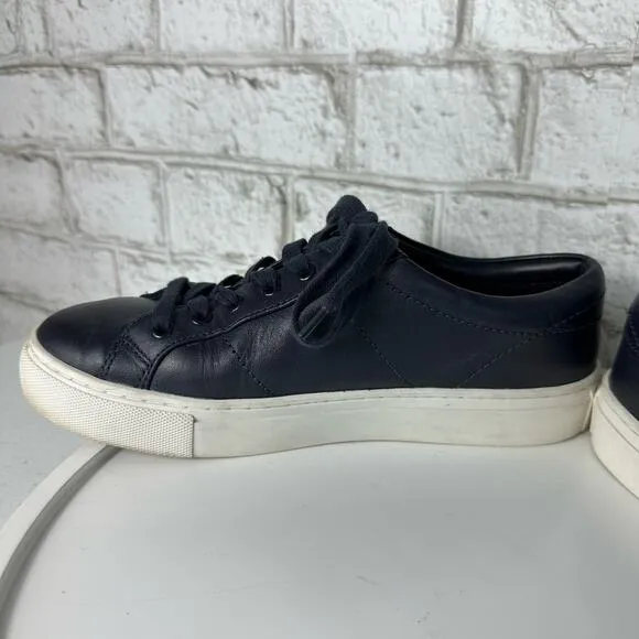 Tory Burch Sneakers Blue Amalia Leather Low Top Lace Up Navy Snow White 6.5