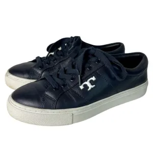 Tory Burch Sneakers Blue Amalia Leather Low Top Lace Up Navy Snow White 6.5