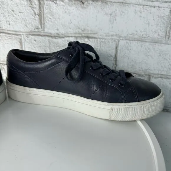Tory Burch Sneakers Blue Amalia Leather Low Top Lace Up Navy Snow White 6.5
