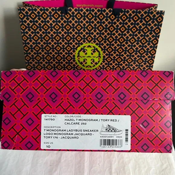 Tory Burch T Monogram Ladybug Sneakers Size 10 Hazel T Monogram Tory Red Calcare