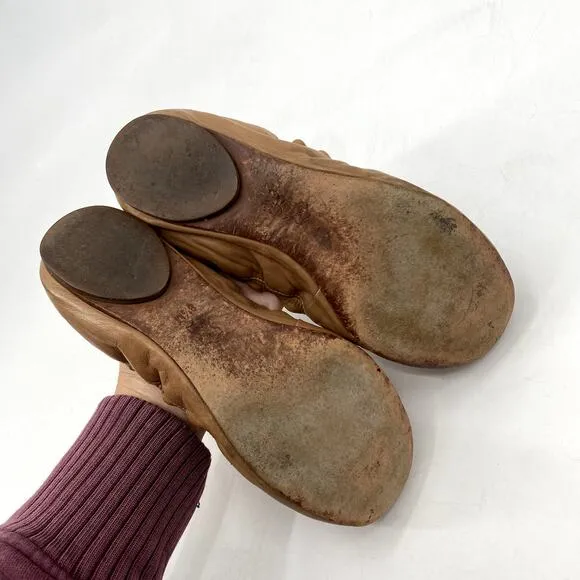 Tory Burch Tan Brown Scrunch Ballet Flats