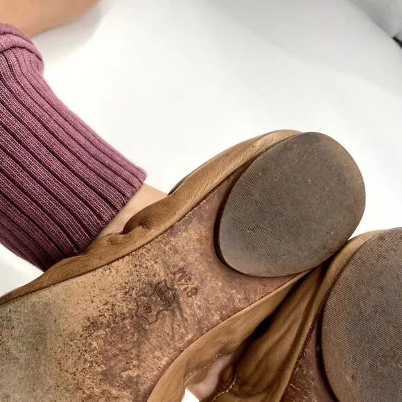 Tory Burch Tan Brown Scrunch Ballet Flats