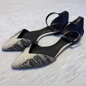 Tory Burch V-Cut Ankle Strap Python Flats Women Shoes - SZ 7