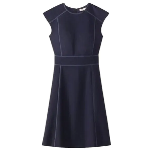Tory Burch Wayde Navy Wool Dress
