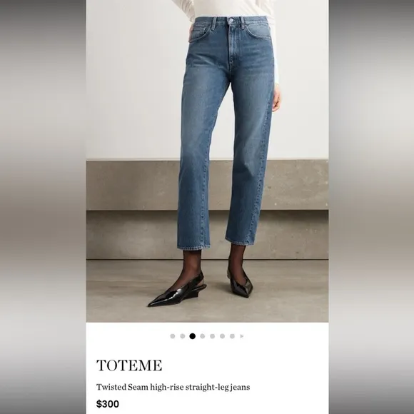 Toteme Jeans Womens 27 x 32 Denim Blue Twisted Seam High-rise Straight-leg Jeans