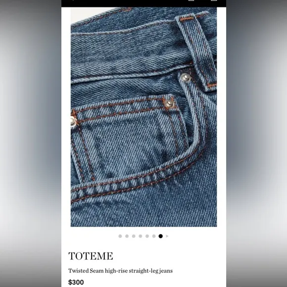 Toteme Jeans Womens 27 x 32 Denim Blue Twisted Seam High-rise Straight-leg Jeans