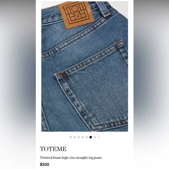 Toteme Jeans Womens 27 x 32 Denim Blue Twisted Seam High-rise Straight-leg Jeans