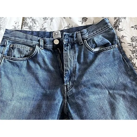 Toteme Jeans Womens 27 x 32 Denim Blue Twisted Seam High-rise Straight-leg Jeans