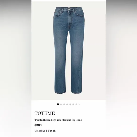 Toteme Jeans Womens 27 x 32 Denim Blue Twisted Seam High-rise Straight-leg Jeans