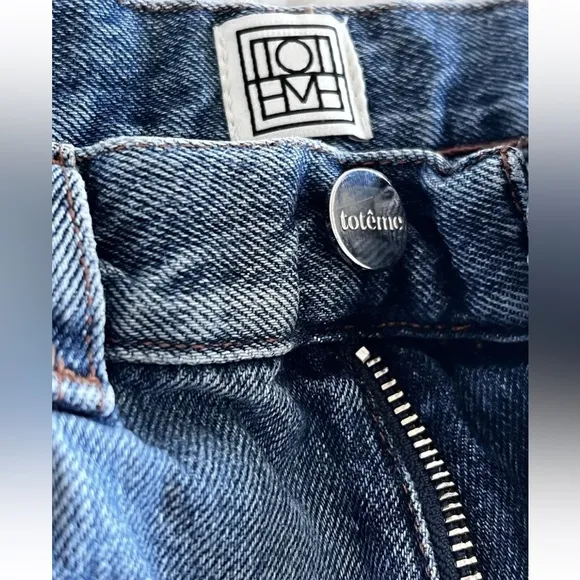 Toteme Jeans Womens 27 x 32 Denim Blue Twisted Seam High-rise Straight-leg Jeans