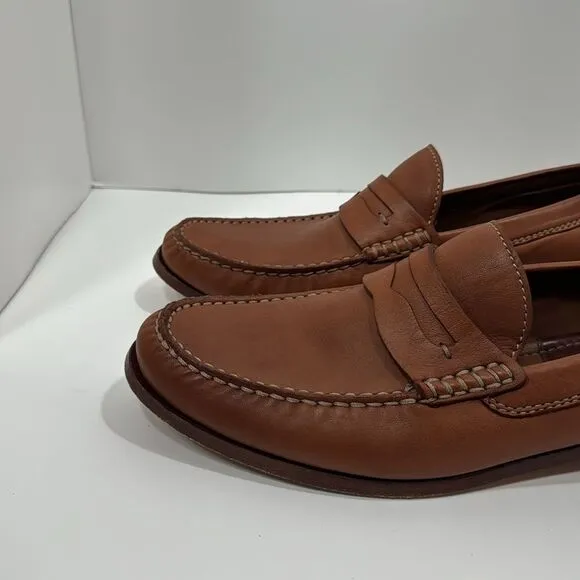 Trask Mens Leather Tan Brown Handsewn Penny Loafers Slip On