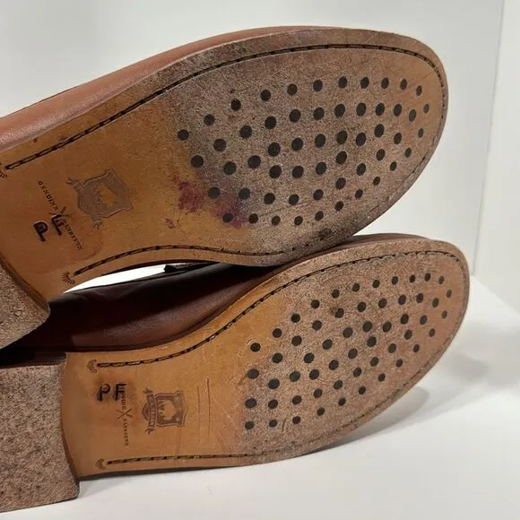 Trask Mens Leather Tan Brown Handsewn Penny Loafers Slip On