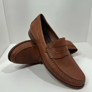 Trask Mens Leather Tan Brown Handsewn Penny Loafers Slip On