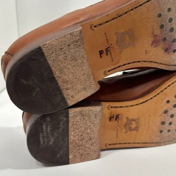 Trask Mens Leather Tan Brown Handsewn Penny Loafers Slip On