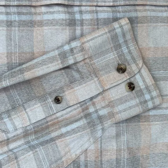 Travis Mathew Heather Sleet Plaid Button-Up Shirt Modern Casual Layering Sz XL
