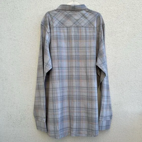 Travis Mathew Heather Sleet Plaid Button-Up Shirt Modern Casual Layering Sz XL