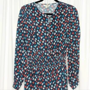 Tucker NYC Juliette Dress Midnight Cherry Poppies Micro in Silk Crepe de Chine