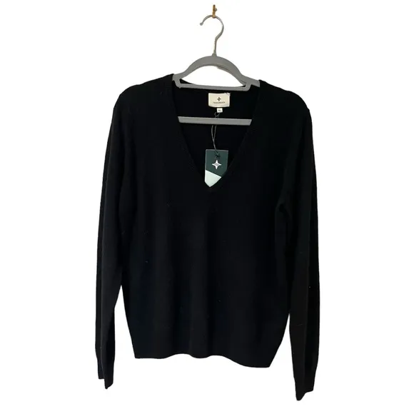 Tuckernuck Black Cashmere V-Neck Sweater (XL)