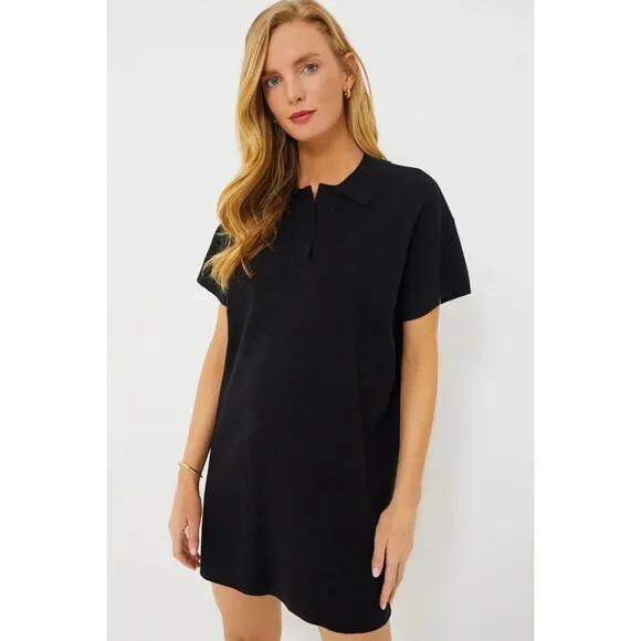 Tuckernuck Black Channing Polo Mini Shift Dress Collared sz S Women's NWT