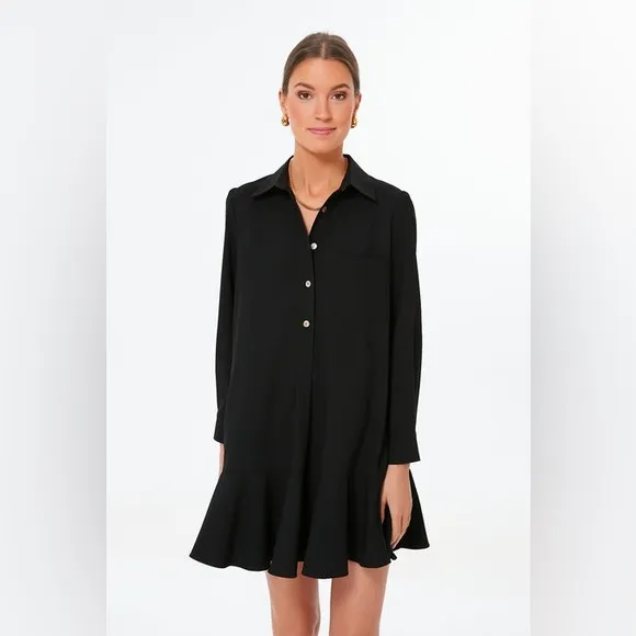 Tuckernuck Black Crepe Callahan Shirt Dress
