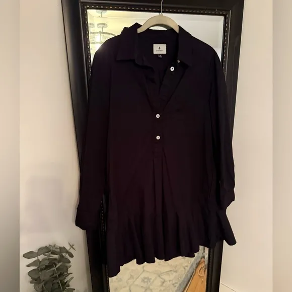 Tuckernuck Black Crepe Callahan Shirt Dress