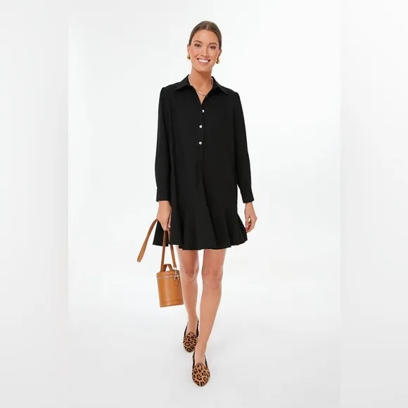 Tuckernuck Black Crepe Callahan Shirt Dress