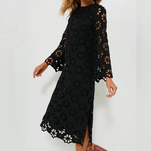 Tuckernuck Eyelet lace Hutton midi shift dress Ladies size xl Black