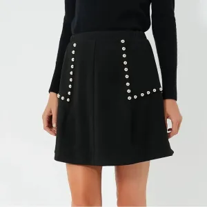 Tuckernuck Gold stud mod a-line mini skirt Ladies size xs Black