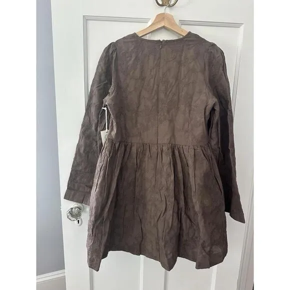 Tuckernuck Hyacinth House Brown Becca Bell Sleeved Mini Dress NWT Medium M