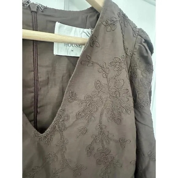 Tuckernuck Hyacinth House Brown Becca Bell Sleeved Mini Dress NWT Medium M