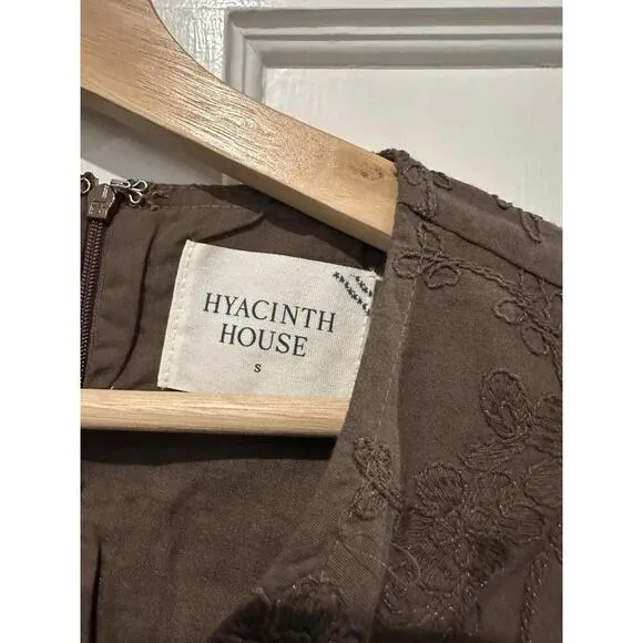 Tuckernuck Hyacinth House Brown Becca Bell-Sleeved Mini Dress NWT Small S