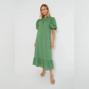 Tuckernuck hyacinth house green diamond floral midi dress • Large