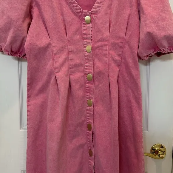 Tuckernuck Hyacinth House Pink Denim Madeline Mini Dress Size XXL
