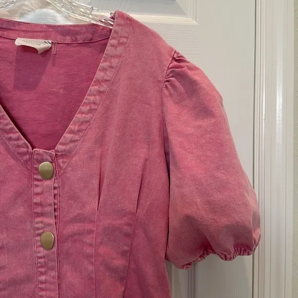 Tuckernuck Hyacinth House Pink Denim Madeline Mini Dress Size XXL