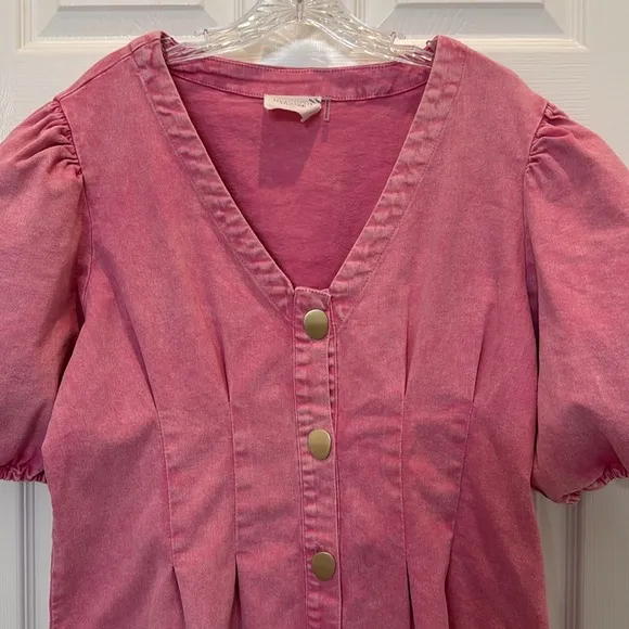 Tuckernuck Hyacinth House Pink Denim Madeline Mini Dress Size XXL